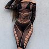 Sex Underwear Mesh Sexy Fishnet onesie Pajamas Hip Skirt Long Sleeve Tights