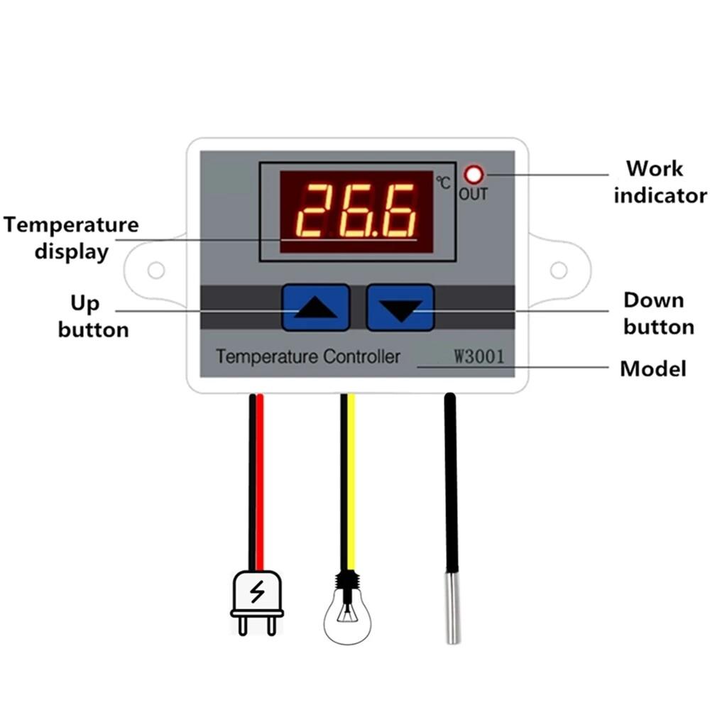 W3001 W3002 Mikrokomputerowy regulator temperatury DC12V 24V AC110 AC200V Cyfrowy termostat Termoregulator Ogrzewanie Chłodzenie Kontrola