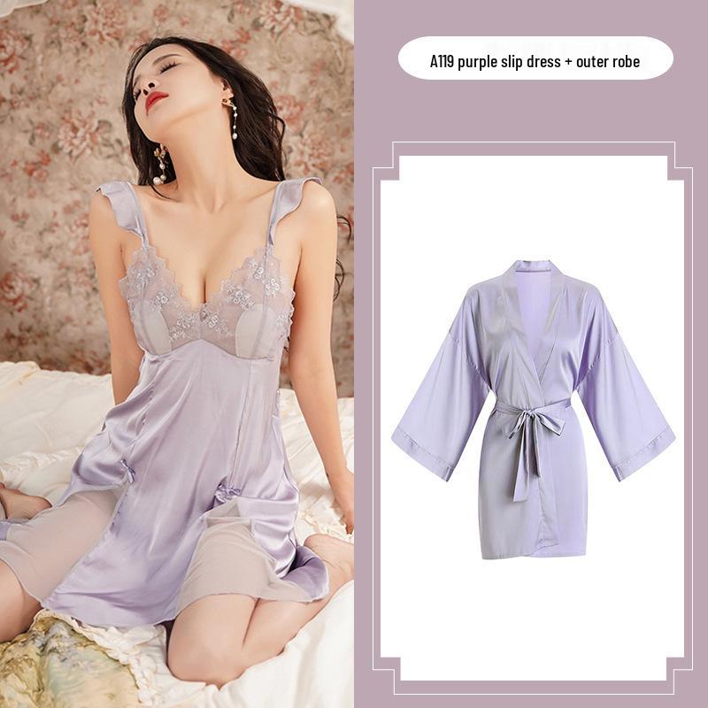 Satin Solid Color Camisole Nightdress with Push-Up Pads: Floral Design, Sexy & Comfortable Loungewear (Hot Seller)