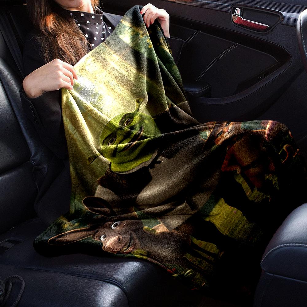 Shrek Theme Printed Blanket - Perfect for Couch, Bed, Travel & Outdoor Use | Machine Washable, Cozy & Durable.