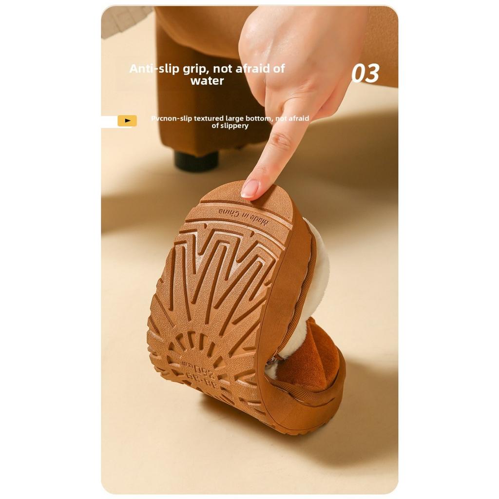 Indoor Cotton Slippers for Women In Winter, Thick Soled Woolen Shoes for Women To Wear Outside, Warm Plush Cotton Slippers for Women In Winter