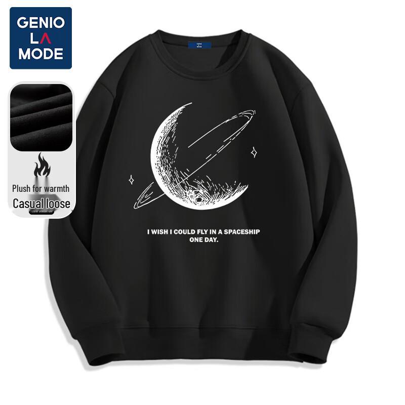 GENIOLAMODE Men's Heavyweight American Style Crewneck Sweatshirt