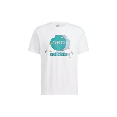 adidas Neo Contrast Logo Print Crew Neck T-Shirt Men Tops White HC9694