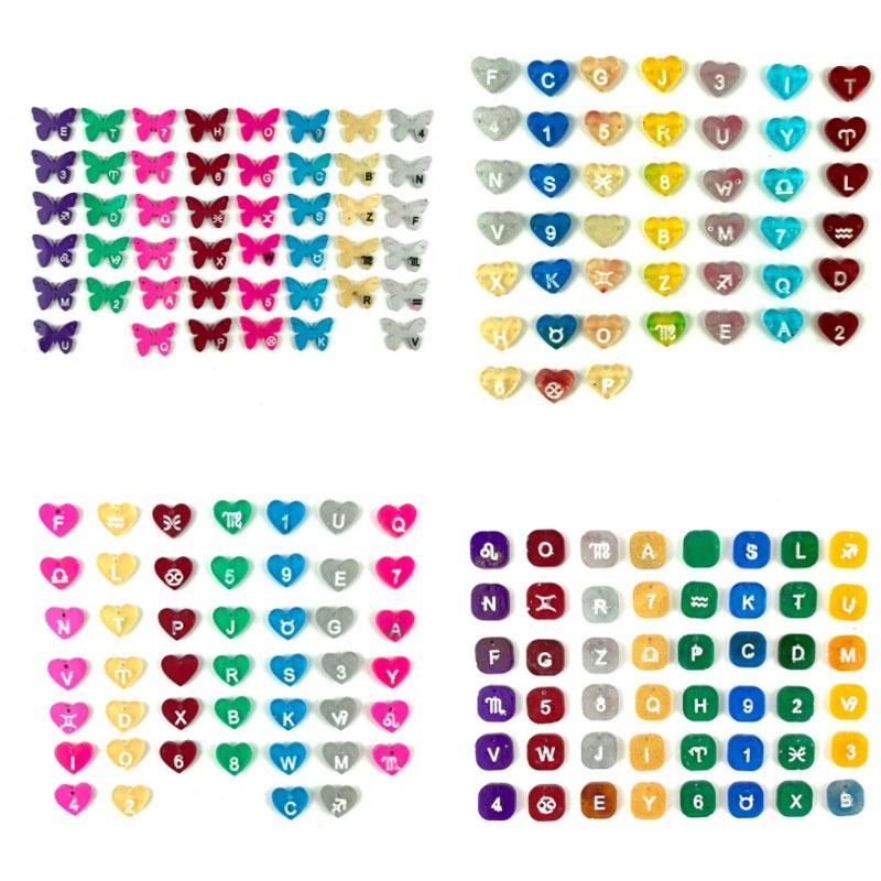 Heart Shaped Letter Earring Pendant Resin Mold Constellation Butterfly Number Jewelry Bracelet Necklace Pendant Epoxy Resin Mold