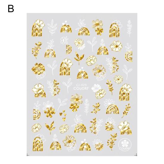 Nail Sticker Glitter 3D Effects Ultra Thin Bronzing Leaves Tree Nail Iridescent Sticker