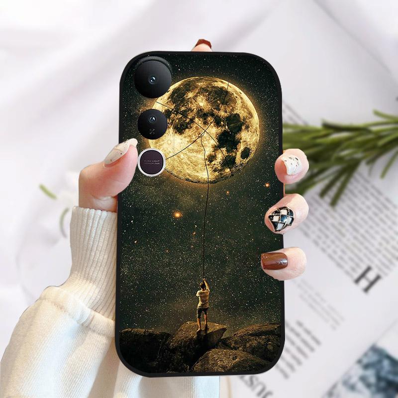 For Vivo V50 Lite 5G Case Fashion Luxury Printed Black Matte Soft TPU Silicone Bumper Cover For Vivo V50Lite 4G Phone Case Funda
