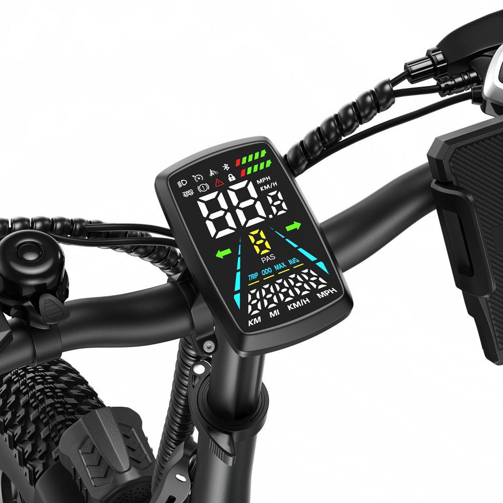 Vélo Électrique Pixar F2 Moteur 250W Pneu 20"x4.0" Vélo Électrique Pliable Ville 7 Vitesses Freins à Double Disque 48V 15Ah Suspension Fourche Avant