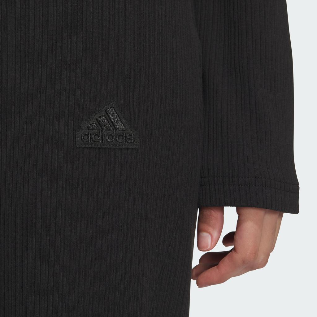 Adidas Lounge Rib Skirt Fashion Solid Color Fitted Mid Waist Versatile Long Casual Skirt Women Skirts Black JJ3574