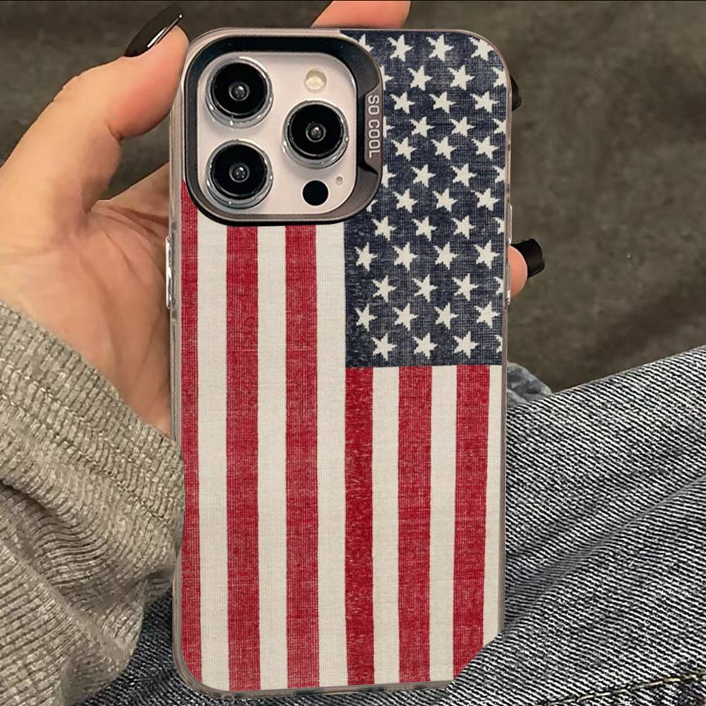 

USA & UK Flag frosted Phone Case For iPhone 17 16 15 14 Plus 13 12 11 Pro Max X Xs XR Silver Hard Cover iPhone 17pro max