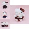 Cute Hello Kitty Plush Pendant With Plaid And Leopard Print Dress Decor For Girls Gift