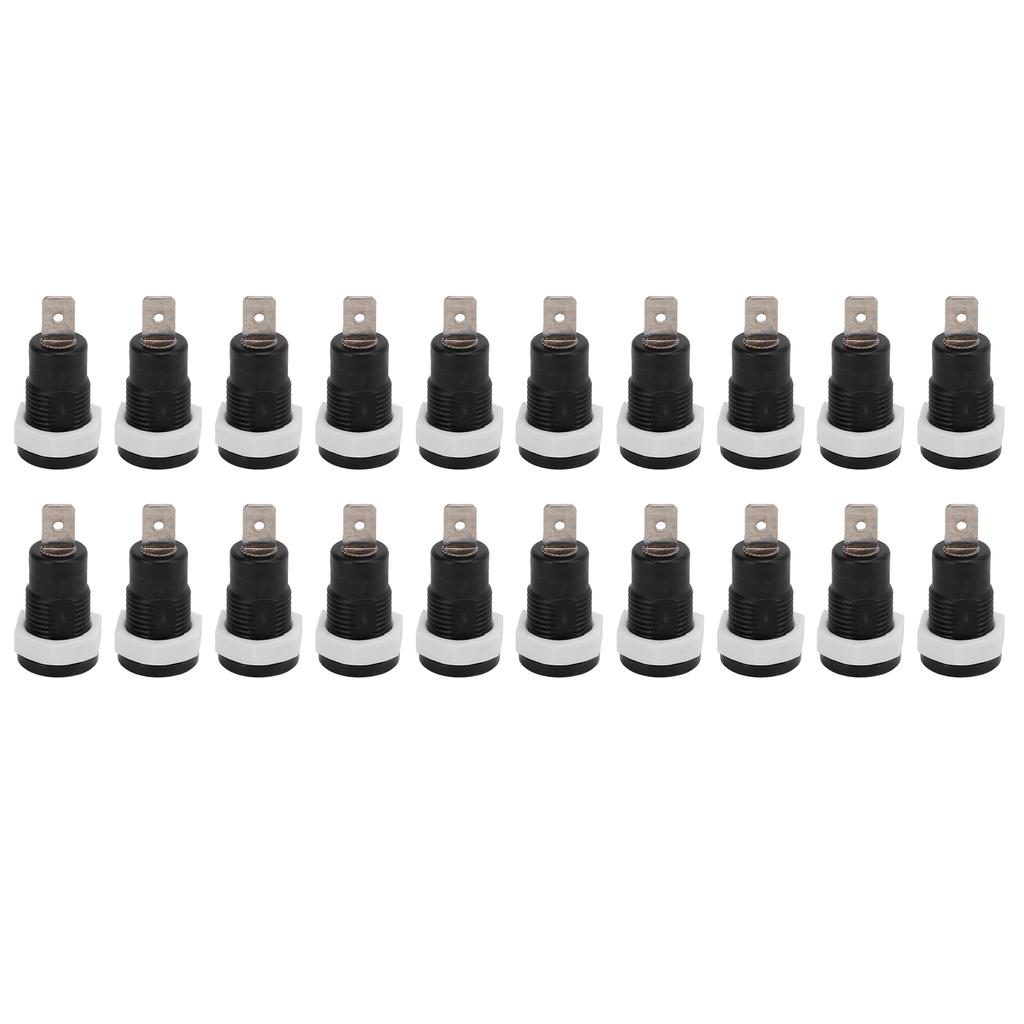20Pcs Set Banana Socket Female Connector 4mm 0.16in Brass Terminal Stable Current for Ships RVs TrucksBlack