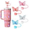 4/9Pcs Butterfly Straw Cover Cap Spill Stopper For Water Cup Silicone Heat-Resistant Dust Proof Straw Plug Cap Straw Accessory