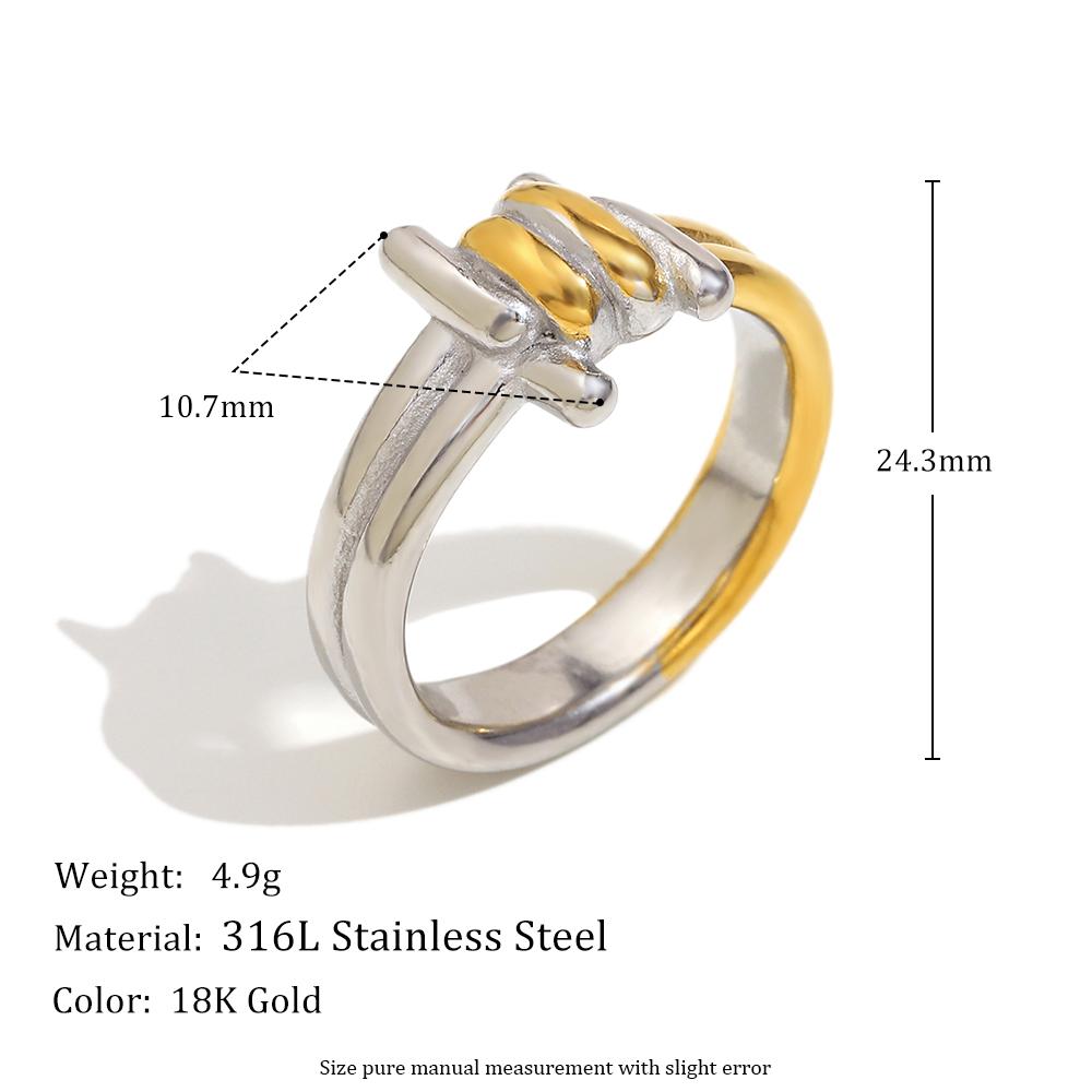 

MamacitaSlay 316L Stainless Steel Mixed Color Knot Shaped Hollow Ring 2026 New Trend Waterproof Ring Women s Creative Cool Ring 6