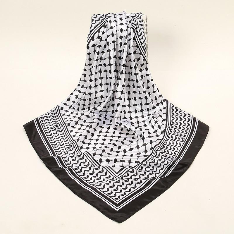 Newest Arabic Satin Silk Square Scarf Printed Muslim Women Hijab Headscarf Ladies Elegant Casual Headband Hair Scarf