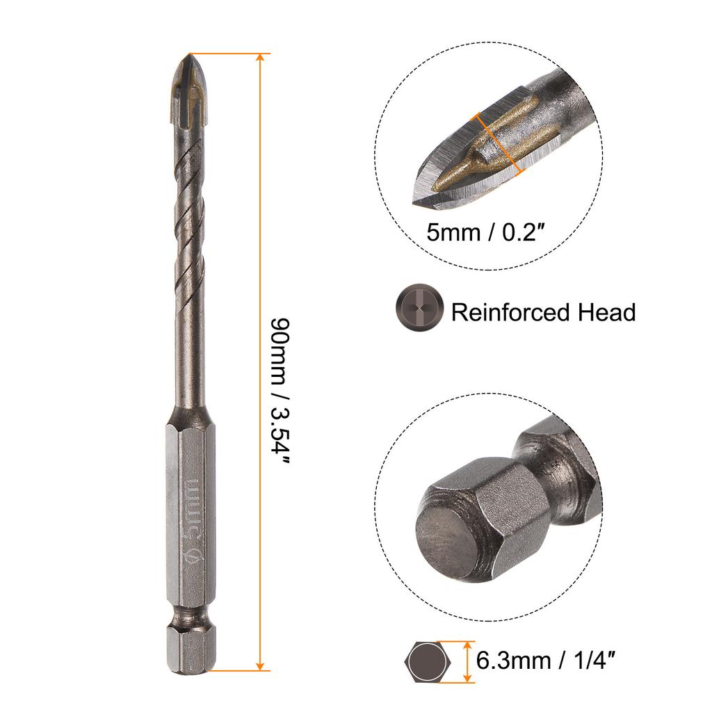 10 Stück Mauerwerk-Bohrer 3mm 4mm 5mm 6mm 7mm 8mm Titan-Betonbohrer mit Sechskantschaft