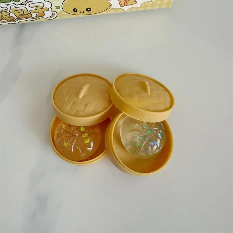 Colorful Crystal Steamed Bun Squishy Stress Reliever Dumpling With Steamer Basket Sensory Fidget For Student Desk Calming Gadget