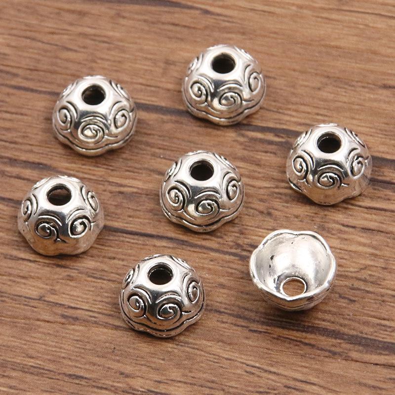 

Античні срібні роздільники-квіти: Багатостильовий, порожнистий дизайн для DIY браслетів та намист