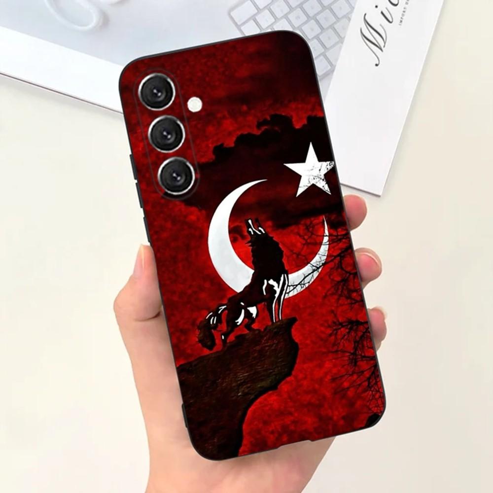 Turk Wolf Turkey Flag  Phone Case For Samsung S25,S24,S21,S22,S23,S30,Ultra,S20,Plus,Fe,Lite,Note,10,9,5G Black Cover