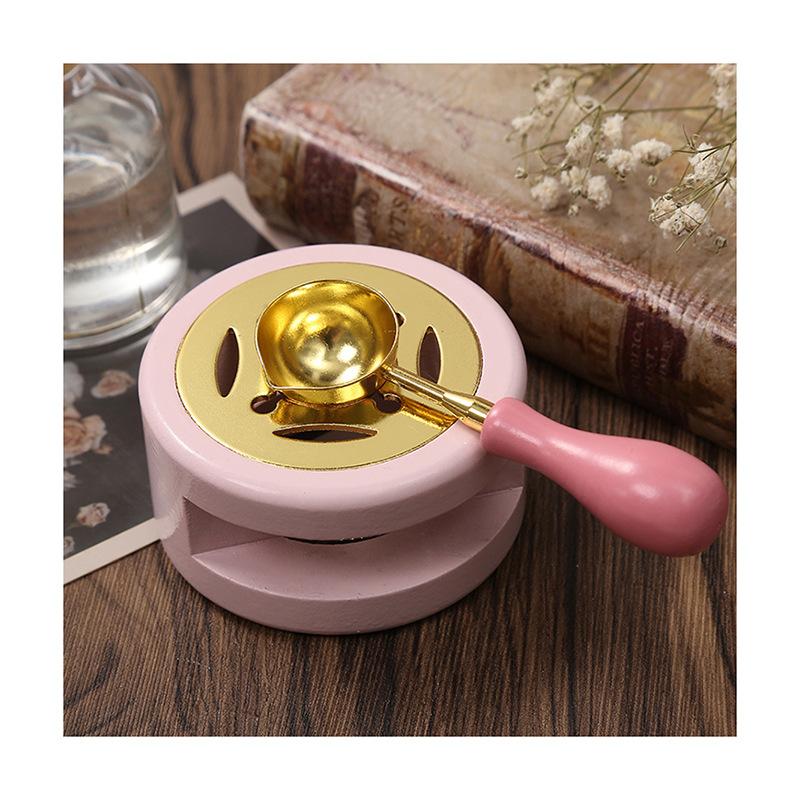 Retro Solid Wood Sealing Wax Burner Sealing Wax Melting Pot Wax Seal Holder Spoon Wax Heater Furnace Stove DIY Craft Supplies