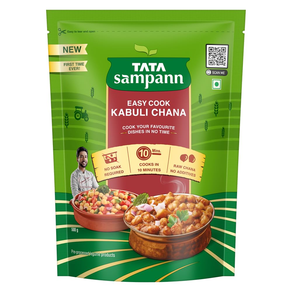 

Tata Sampann Easy Cook Kabuli Chana No Soak Required Cooks In 10 Minutes Chef Ranveer Brar 500g