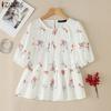 ZANZEA kvinner sommer blomsterprint Uformelt kortermet bluse