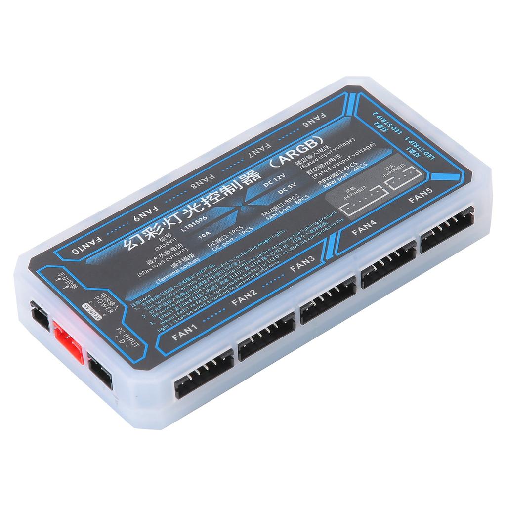 Fan Hub Computer Cooler System PH2.0 4‑Pin LED1‑LED2 FAN1‑FAN10 5V Cooling Supplies