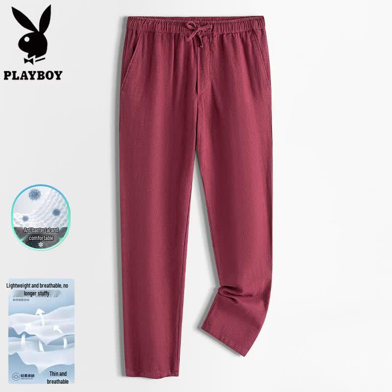 PLAYBOY Men s Ramie Blend Straight Casual Pants L