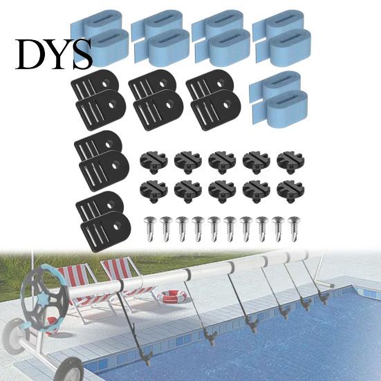 Reinforced Solar Blanket Connectors Cover Reel Attachment Kit, Pool Strap And Clip, Sturdy Plastic Buckle Kit Tube Fastening for Inground Swimming