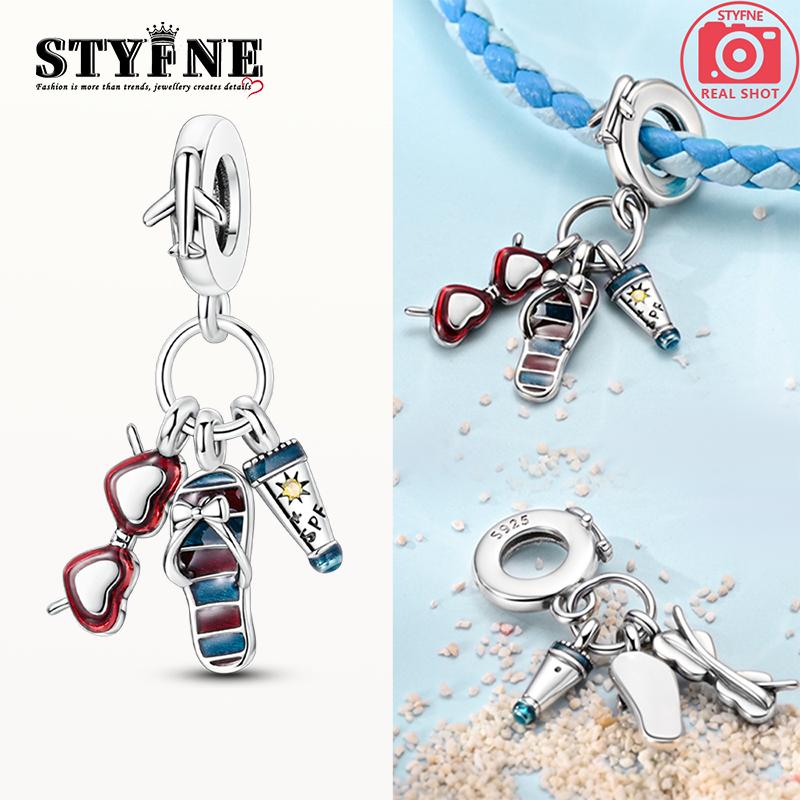 

Charms Plata Sunscreen Sunglasses Slippers Pendants Fit Original Bracelets Charms For Women Jewelry Diy Making Gifts