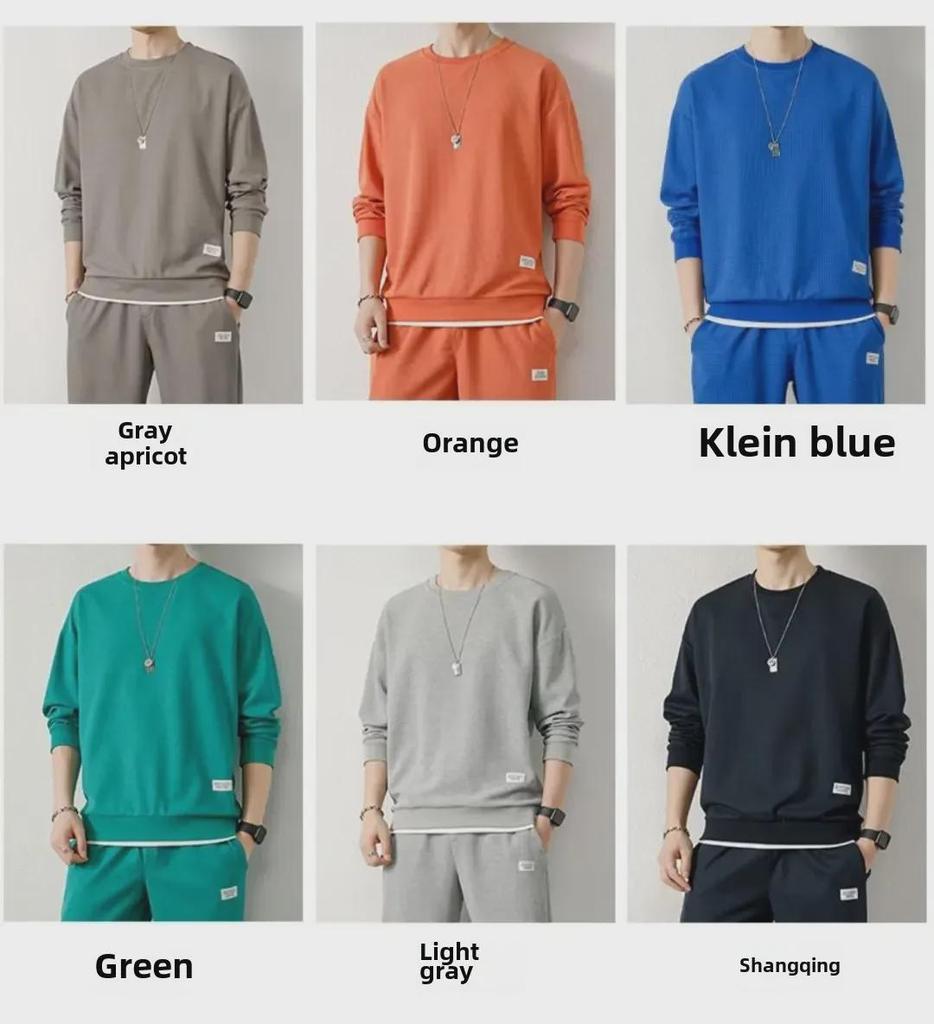 Men's Two-Piece Waffle Sweatshirt and Sweatpants Set - Available In Various Colors