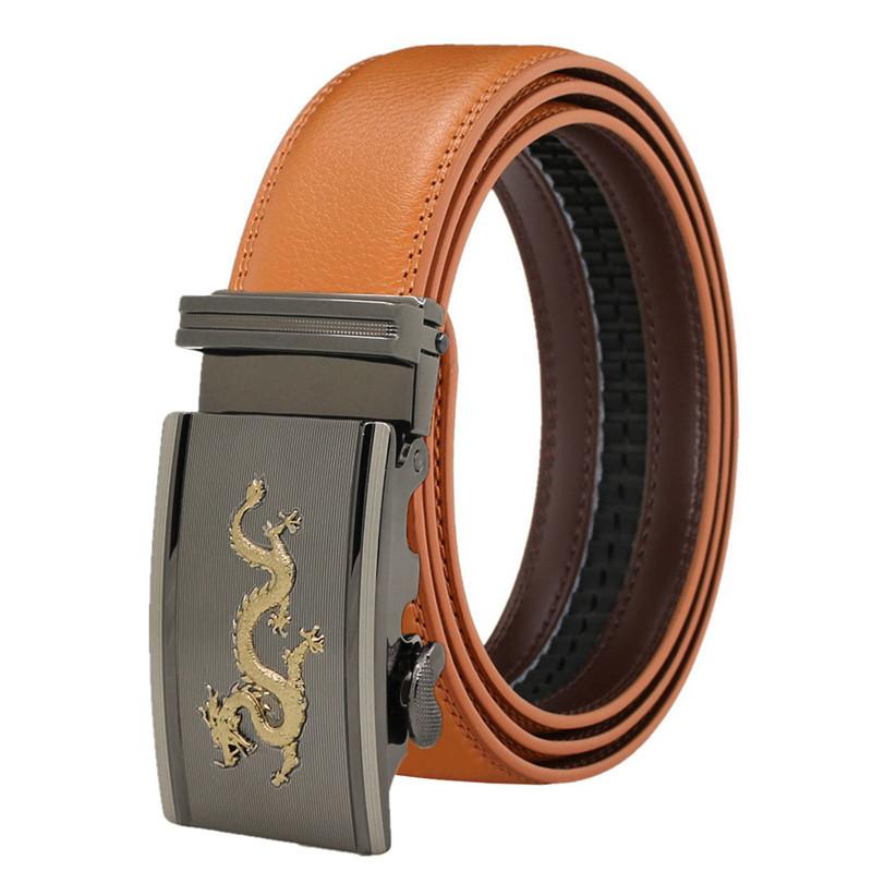 Designer Drachenmotiv Echter Ledergürtel Herren Automatikschließe Gürtel Für Männer Männlich Rindsleder Hohe Qualität Mode Geschäftsgeschenk 115cm
