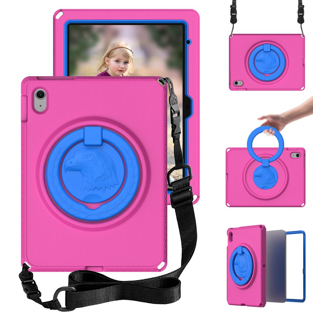 For iPad (2025)/10.9 (2022)/Air 11 (2025)/(2024) Case Eagle Pattern Rotating Kickstand Tablet Cover with Shoulder Strap
