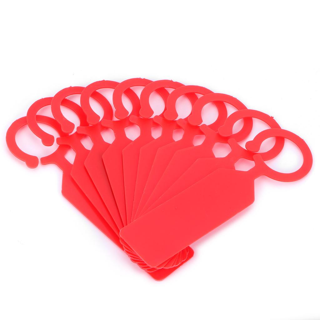 100 ks visaček na rostliny, stromy, závěsné květinové štítky, cedule, zahradnické příslušenství 11x2,4 cm, červené