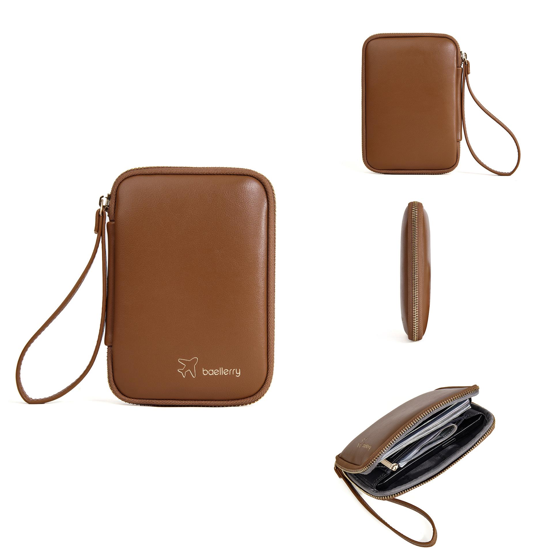 Новая гендерно-нейтральная сумка для паспорта, стильная и простая многофункциональная сумка-кошелек на молнии, маленькая сумка для мобильного телефона для женщин коричневый