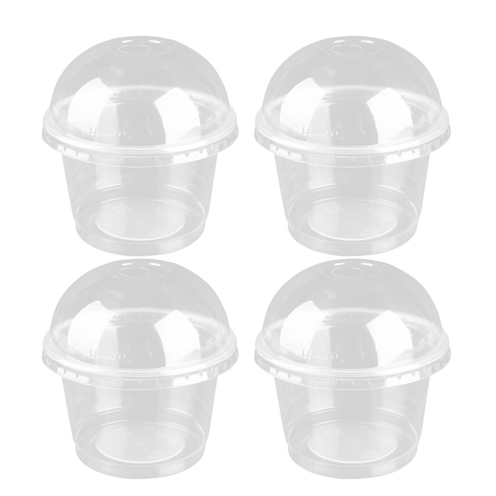 Jednorázové plastové kelímky s víčky, kelímek na salát, průhledný plast, nádoba na dezert s víčkem, bar, kavárna, domácí oslava, 250 ml