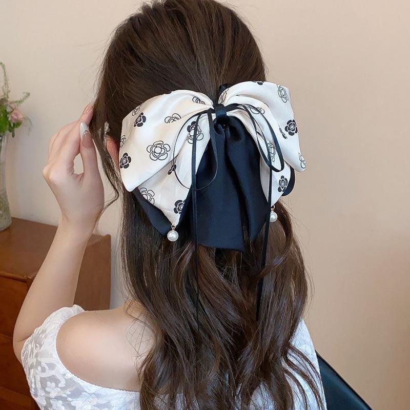 Vintage Plaid Butterfly Knot Hair Clip Women's Back Of Head Bun Shark Hair Clip Hair Accessories