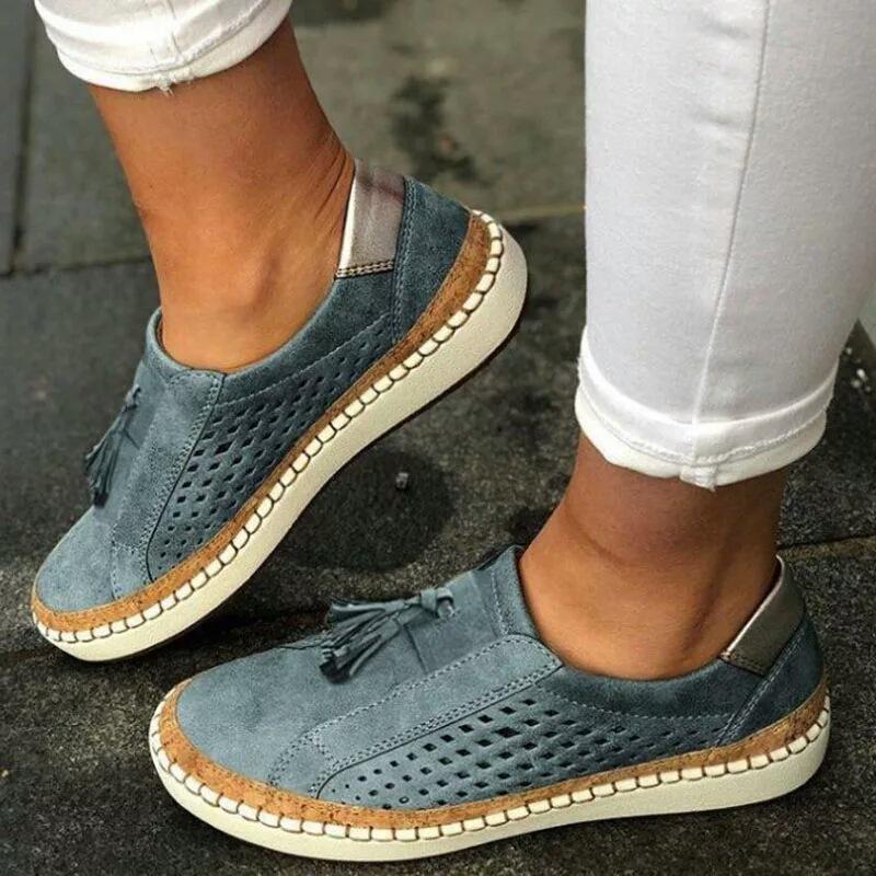 Neue Fransenschuhe Damen Sommer flacher Ausschnitt Schuhe Einzelne Schuhe Sommersport schuhe