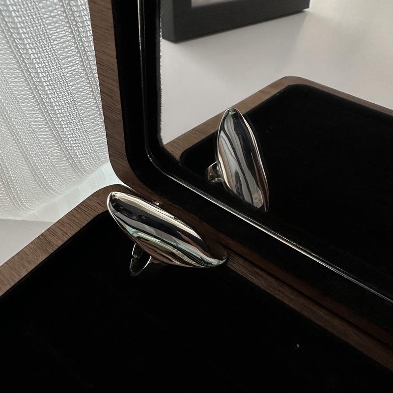Korean Style S925 Sterling Silver Arc-Shaped Polished Ring