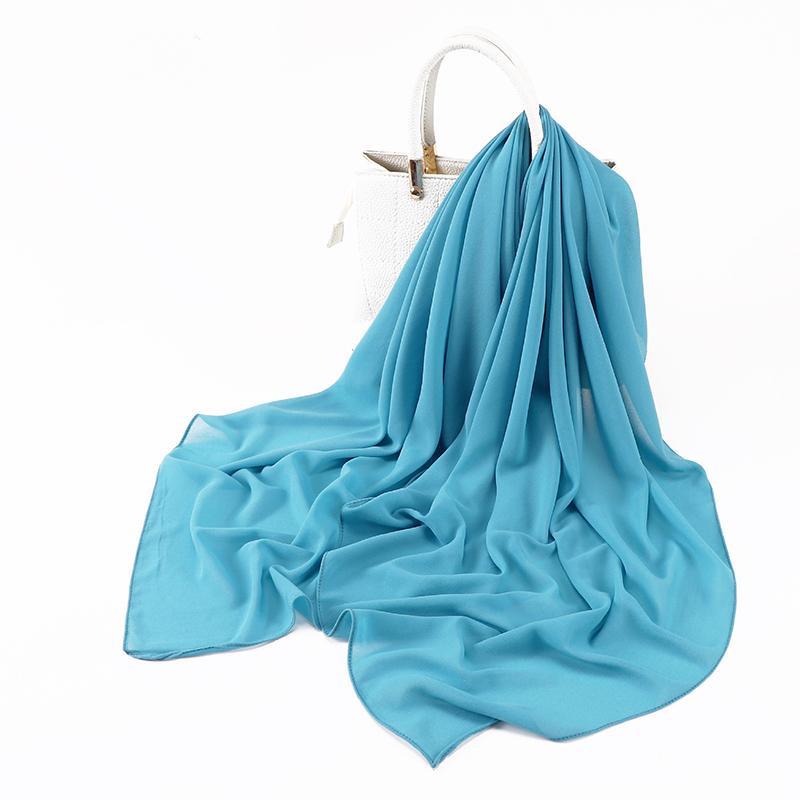Muslim Chiffon Hijab Scarf for Women Big Solid Color Head Wrap for Women Hijabs Scarves Ladies Muslim Veil Jersey Hijabs Turban