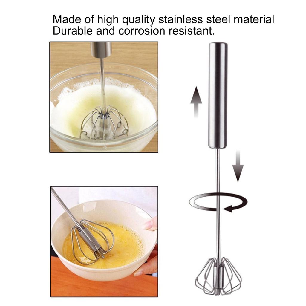 Egg Beater SemiAutomatic Stainless Steel Small Egg Whisk Hand Mixer for Kitchen Use(12in )