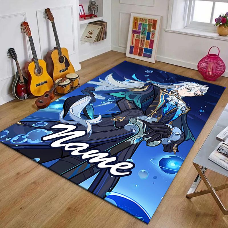 Custom Genshin Impact Mat Personalized Name, Polyester Washable Indoor Entryway Rug, Gift for Christmas, Easter, Thanksgiving Day