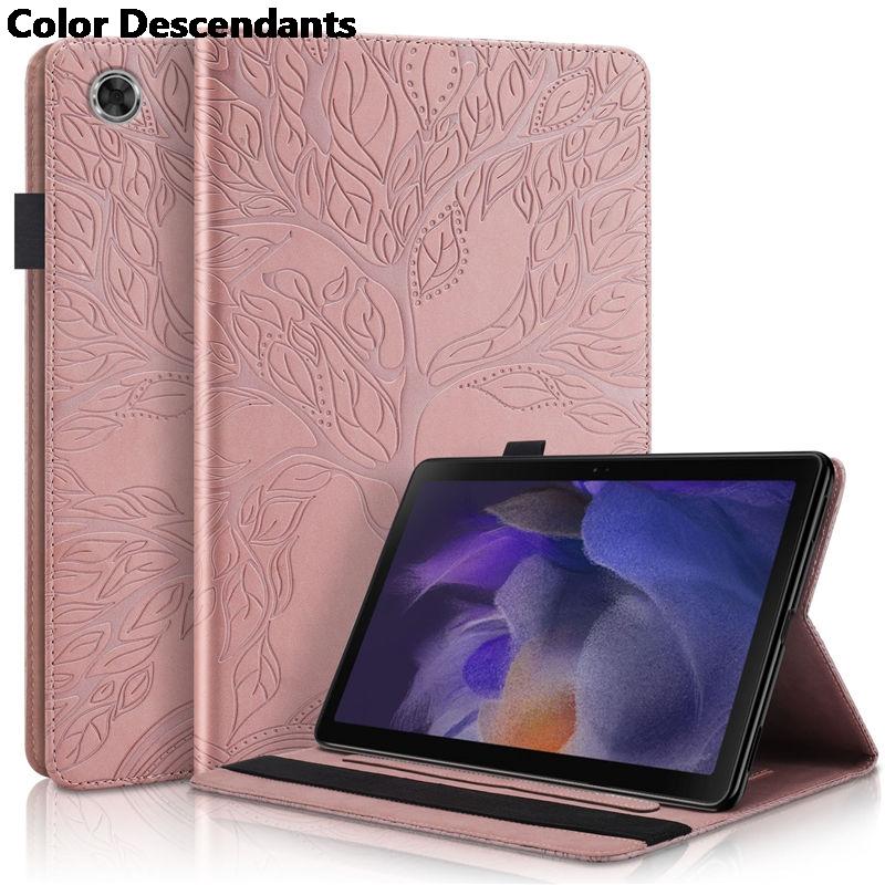 

for Samsung Galaxy Tab A8 2022 Case 10.5 2021 SM-X200 SM-X205 X200 X205 Cover Funda Tablet 3D Tree Embossed Flip Stand Coque A8 10.5 2022 SM-X200 рожевий колір золота