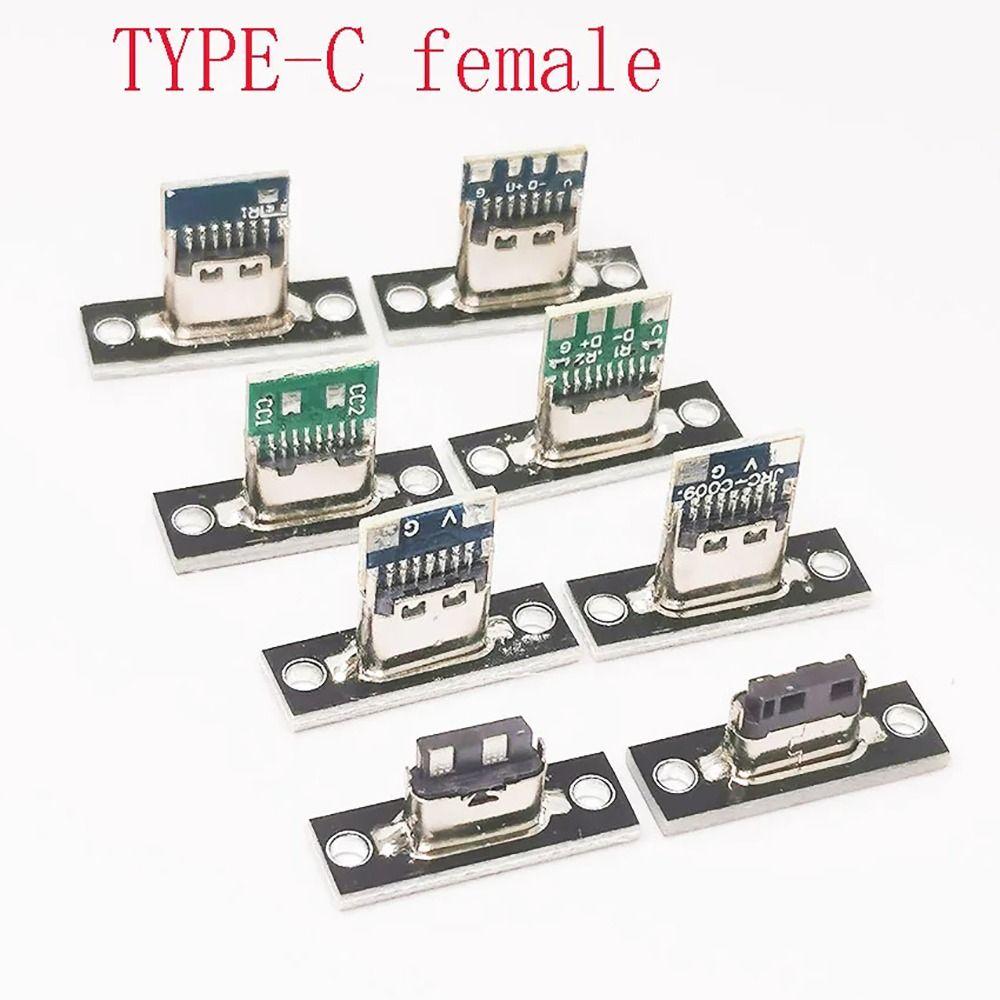 

10Pcs With Screw Fixing Plate USB 3.1 Type C Socket 2Pin 4Pin 5Pin 6Pin Type-C USB Jack