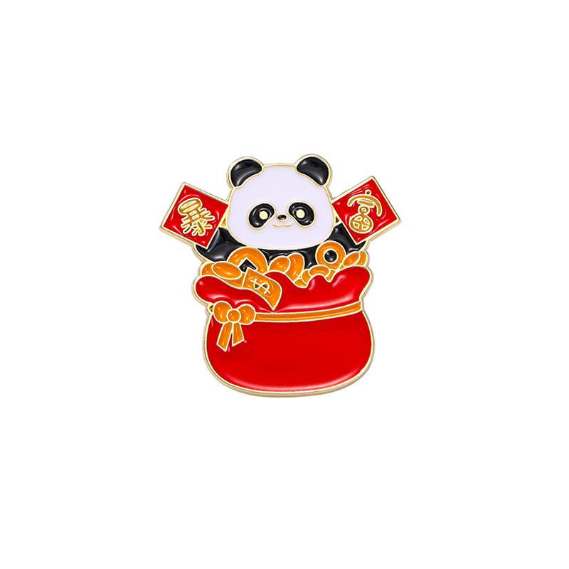 Merchandise Spring Festival New Panda Brooch God Of Wealth Styling Success Good Luck Alloy Oil Drip Badge Badge