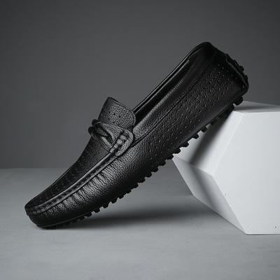 Men Casual Shoes Luxury Genuine Leather Men'S Loafers Moccasins Comfy Flats Male Breathable Slip On Driving Shoes Black Sneakers