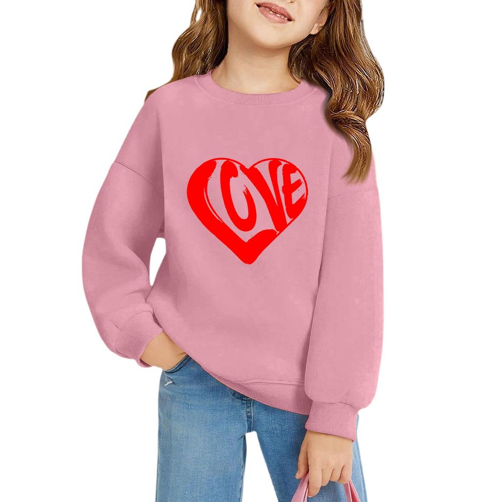 Mädchen Rundhals-Pullover für Kinder Bedruckte Baby-Oberteile Valentinstag