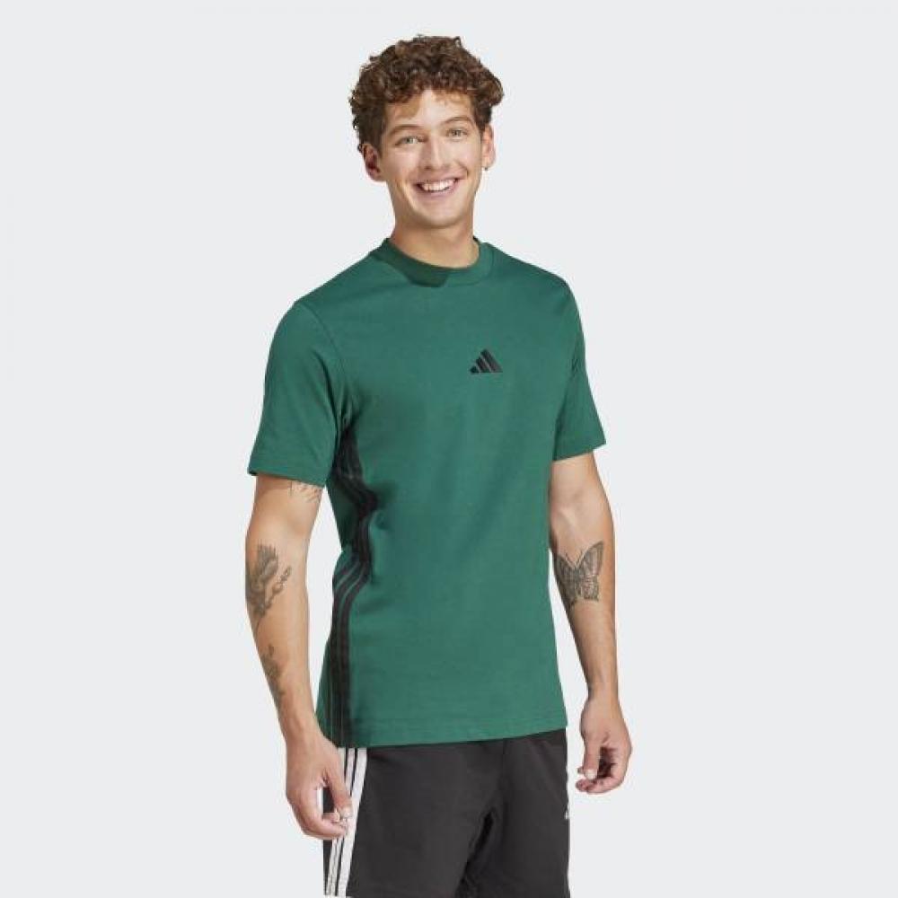 Adidas Unisex Essential 3s Single Jersey Tee Casual Daily Cotton Short Sleeve Tee Green