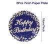 Birthday Theme Party Decorations Tableware Blue Gold Paper Plates Birthday Party Adults Baby Shower Birthday Party Supplies