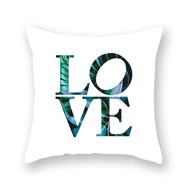 Polyester Decorative Throw Pillows Case Tropical Green Plants Palm Sofa Cushion Cover For Home Living Room Decoration