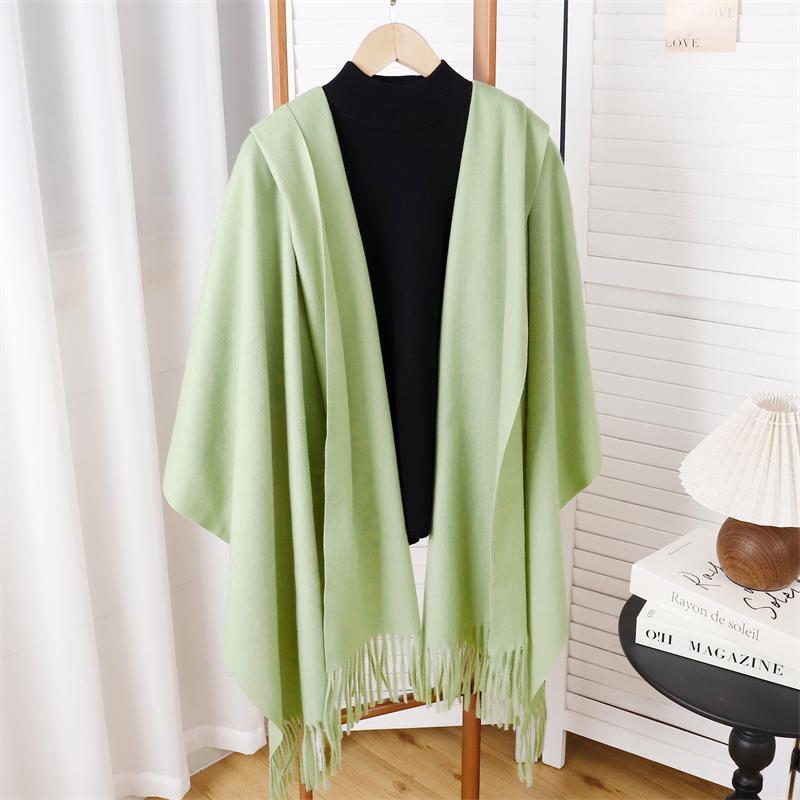 Winter Poncho Women Scarf Long Warm Cashmere Scarves Hijab Solid Lady Shawl Wrap Female Pashmina Bandana Head Scarfs NEW